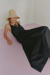 Fomina: Fomina Amanda Dress - Black Cotton Tencel