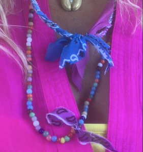 Love Bandana & Vintage Glass Bead Necklace Bundle