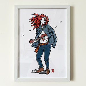 Art Print Windy Welly Girl - Ukulele Welly Girl NZ