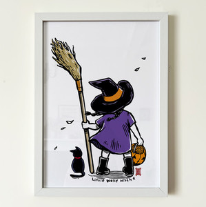 Products: Art Print Windy Welly Witch Welly Girl NZ