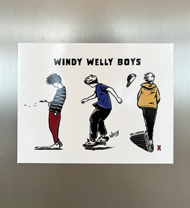Postcard size Magnet Windy Welly Boys Welly Girl NZ