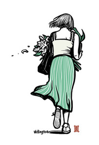 Products: Postcard (A6 / A5) Windy Welly Girl - Lily Welly Girl NZ