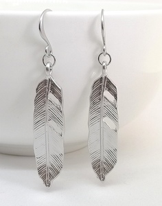 Products: Matte Rhodium Thin Feather Earrings – Wendi Lindsay Jewellery