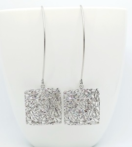 Long Rhodium Mesh Square Earrings – Wendi Lindsay Jewellery