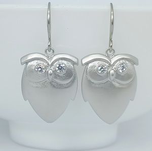 Matte Rhodium Sparkling Eyes Owl Earrings – Wendi Lindsay Jewellery