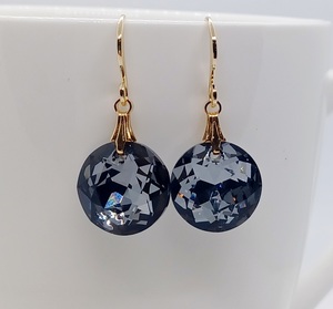 Golden Black Diamond Swarovski Crystal Round Earrings, Stunning – Wendi Lindsay Jewellery