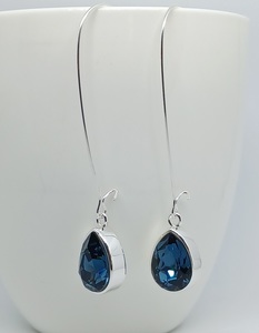 Products: Montana Blue Swarovski Crystal Teardrop Long Earrings – Wendi Lindsay Jewellery