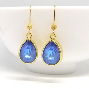 Ocean Blue Golden Swarovski Crystal Teardrop Earrings – Wendi Lindsay Jewellery