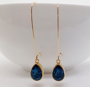 Products: Golden Montana Blue Swarovski Crystal Teardrop Long Earrings – Wendi Lindsay Jewellery