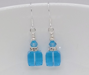 Products: Aquamarine Blue Cube Swarovski Crystal Earrings – Wendi Lindsay Jewellery