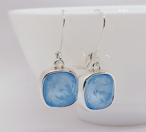 Products: Powder Blue 12mm Swarovski Cushion Cut Crystal earrings – Wendi Lindsay Jewellery