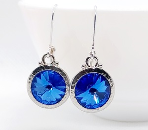 Products: Sapphire12mm Swarovski Round Lever Back Earrings – Wendi Lindsay Jewellery