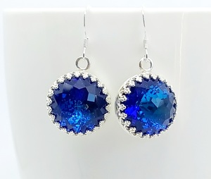 Products: Bermuda Blue Large Round Lacy Edge Swarovski Crystal Earrings – Wendi Lindsay Jewellery