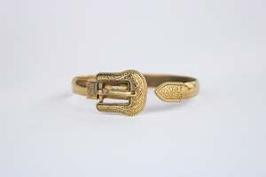 Bracelets: Western Buckle Cuff Bangle ©️ 18k Gold Plated Sterling Silver - shipping in 2 weeks
