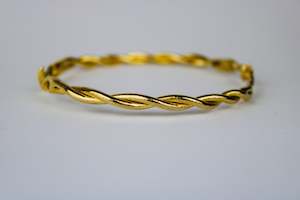 Bracelets: Barbed Wire Bangle - 18k Gold Plated Sterling Silver