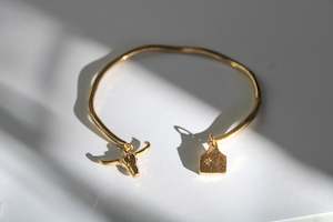 Country Charm Cuff Bracelet - 18k gold plated sterling silver