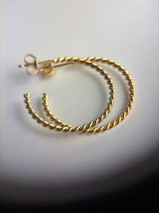Earrings: Lasso Hoop Studs - 18K Gold Plated Sterling Silver