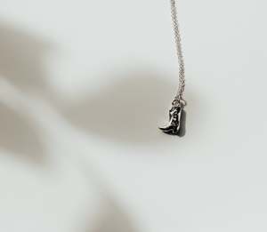 Mini Cowboy Boot Necklace - Sterling Silver