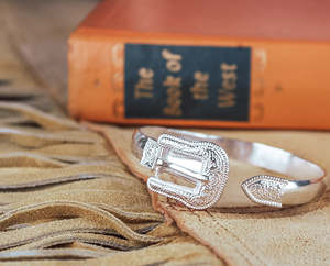 Western Buckle Cuff Bangle ©️ Sterling Silver