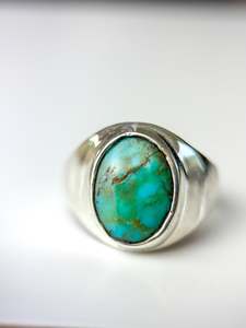 Weathered Turquoise Sterling Silver Ring - one of a kind stone