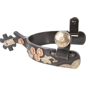 Spurs Snap: Flower Spurs 1-inch Band and 2-inch Shank