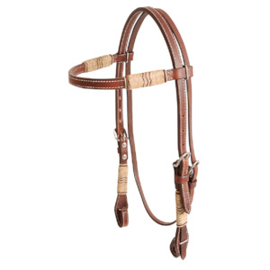 Headstall Breastplate: Rawhide Browband Headstall Double Trim
