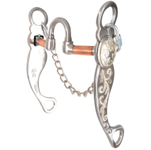 Western Bits: Qualifier Shank Roping Bit with Swivel Cheek Copper Correction 6.75 - Pre order only