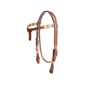 Rawhide Browband Headstall Double Trim with Tied Front