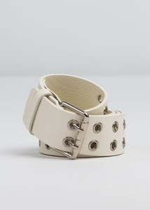 Accessories Belts: Rusty -  XOXO Eyelet Belt (Off White)