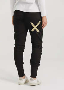 Home Lee: Home Lee - Alpine Apartment Pants (Black with Gold X)