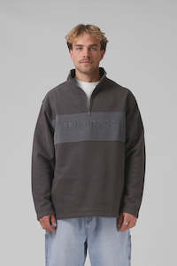 Mens All: RPM -90's 1/4 Zip Sweater (Char/Dark Grey)