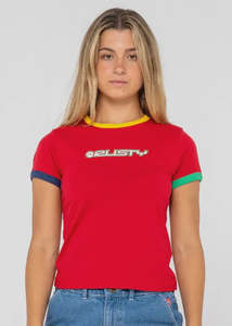 Rusty: Rusty - 3 Tone Contrast Ringer Baby Tee