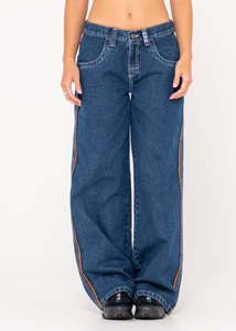 Rusty - Flip Mommy Low Rise Wide Leg Denim Pant (Deep Sea Blue)