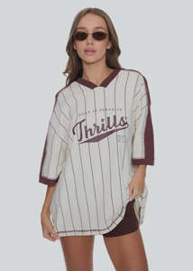 Thrills - Baseline Stripe V-Neck Oversized Tee
