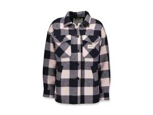 Swanndri Feldon Shelter: Womens Wool Camp Shacket - Rose Check - By Feldon Shelter & Swanndri