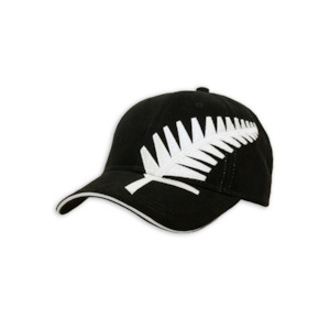 Clothing: Cap black large fern