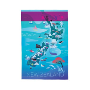 Tea Towels Aprons: Tea Towel NZ Map & Icons