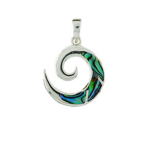 Paua Pendant Open Spiral Sterling Silver