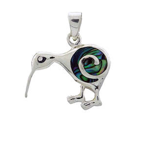 Paua Pendant Kiwi with Spiral Sterling Silver