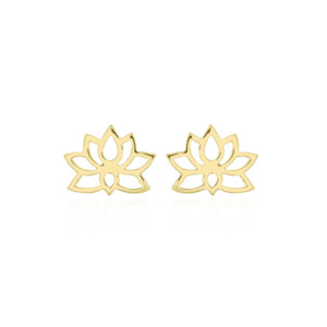 Lotus: Lotus Flower Stud Earrings Gold Plated