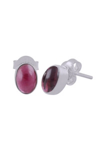 Oval Garnet Stud set in Sterling Silver