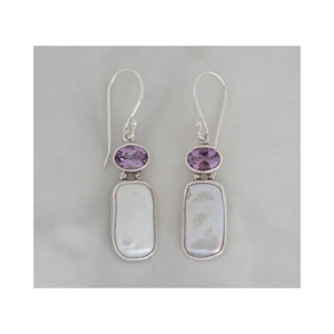 Amethyst and Pearl Drop Earrings