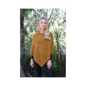 Lothlorian Possum Merino Plain Poncho - Gold