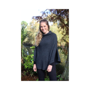 Possum Merino Jules Poncho - Charcoal