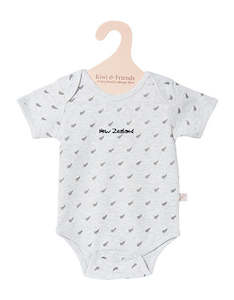 Baby Body Suit - Grey Marle with Black Ferns