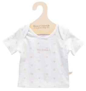 Baby Tee - White with Pink Kiwis