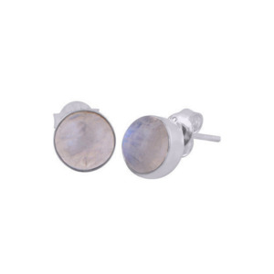 Earrings 1: Rainbow Moonstone Stud & Stg Silver