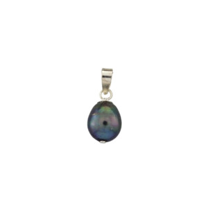 Pearl Collection: Sterling Silver Oval Black Pearl Pendant