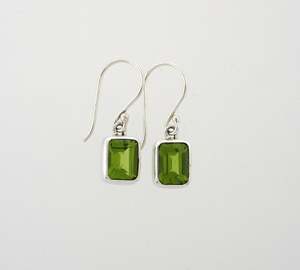 Peridot 7x9mm faceted earring