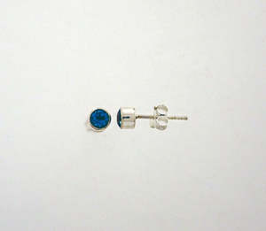 Blue Topaz Faceted 5mm Round Stud